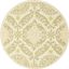 Ivory and Green Floral Hand-Hooked Wool Round Rug