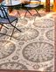 Brown and Beige Abstract Outdoor Synthetic Area Rug