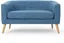 Muted Blue Tufted Fabric Loveseat with Rubberwood Legs