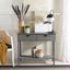 Distressed Gray Wood Console Table with Storage Drawers