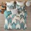 King Aqua Cotton Reversible Ikat Chevron Comforter Set