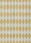 Gold and White Diamond Pattern Washable Synthetic Rug