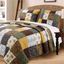 King Size Brown and Green Cotton Patchwork Quilt Set