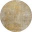 Beige Round Synthetic Flat Woven Washable Rug