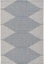 Blue and White Geometric Synthetic Small Rug