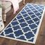 Navy Beige Geometric Reversible Synthetic Runner Rug