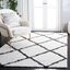 Luxurious Black Trellis Shag Rug with Non-Slip, Easy Care Synthetic Fibers