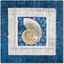 Coastal Blue and Beige Nautilus Shell Square Canvas Art