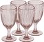 Blush Pink Embossed Glass Goblet Set of Four