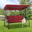 Burgundy 3-Seat Outdoor Swing with Adjustable Canopy and Cushions