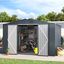 Dark Gray 10' x 10' Steel Outdoor Storage Shed with Lockable Doors