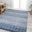 Navy and Cream 4' x 6' Geometric Synthetic Easy-Care Area Rug