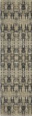 Black and Beige Moroccan Motif Washable Runner Rug