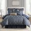 Navy and Gold Reversible Queen Bedspread Set with Tassels