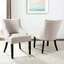 Beige Linen Upholstered Parsons Side Chair with Espresso Wood Legs