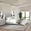 Gray Queen Upholstered Platform Bed with Linen Wingback Headboard