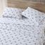 Twin White Cotton Flannel Sheet Set with Dog Print