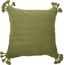 Green Cotton Canvas Pillow Cover with Tassels, 20" x 20"