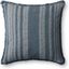 Blue and Ivory Striped Cotton Fringe Throw Pillow 20" x 20"