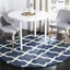 Ivory and Navy Blue Hand-Tufted Wool Round Area Rug