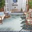 Aqua and Cream 8' x 10' Geometric Indoor/Outdoor Rug