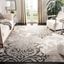 Ivory and Gray Floral Synthetic Square Area Rug