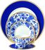 Hibiscus Blue and Gold 5 Piece Porcelain Place Setting