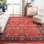 Ruby Red Synthetic Floral Motif Area Rug with Border Embellishment