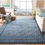 Navy and Ivory Moroccan Boho Distressed Wool Area Rug