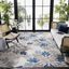 Blue and Gray Floral Square Indoor/Outdoor Rug