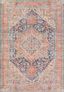 Navy and Pink Medallion Cotton Synthetic Runner Rug