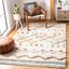 Ivory and Blue Hand-Knotted Wool Tribal Area Rug