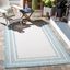 Ivory and Aqua Rectangular Reversible 9' x 12' Easy-Care Area Rug