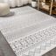 Gray and Cream Geometric Pattern Synthetic Area Rug