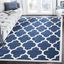 Navy & Beige Geometric 9' x 12' Easy-Care Synthetic Rug