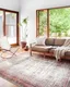 Ivory and Brick Distressed Bohemian Synthetic Area Rug