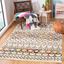 Ivory & Multicolor Square Synthetic Geometric Easy-Care Rug