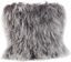 Charcoal Wool Mongolian Lamb Fur Square Throw Pillow, 16"