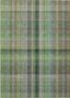 Green Plaid Synthetic Rectangular Washable Area Rug 3' x 5'