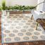 Cream and Blue Geometric Tufted 8' x 10' Synthetic Rug