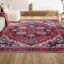 Bohemian Diamond Medallion 3x5 Red/Navy Easy-Care Area Rug