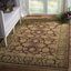 Burgundy and Green Hand-Knotted Wool 8' x 10' Area Rug