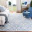 Handmade Medallion Tufted Wool Rug 9' x 12' in Blue and Ivory