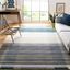 Beige and Teal Striped Wool 9' x 12' Flatweave Area Rug