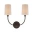 Dark Bronze Dual-Light Sconce with Flax Linen Silk Shades