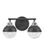 Fletcher Black Chrome 2-Light Outdoor Vanity Sconce with Clear Seedy Glass