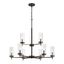 Elegant Minimalist 9-Light Brushed Bronze Chandelier with Clear Glass Shades