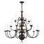 Bronze 36-Inch 20-Light Candelabra Chandelier