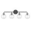 Matte Black Glass 4-Light Dimmable Bathroom Vanity Light