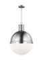 Geoffrey Brushed Nickel 1-Light Globe Pendant with Smooth White Glass